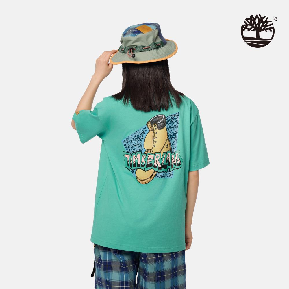 【限店販售】Timberland 東京設計系列綠色圖案短袖T恤|A6JBUA2T