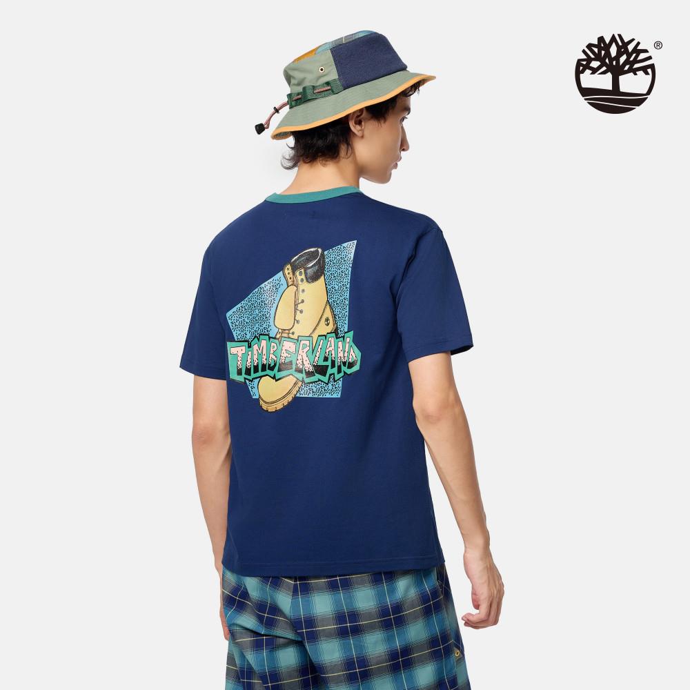 【限店販售】Timberland 東京設計系列深藍色圖案短袖T恤|A6JBUE09