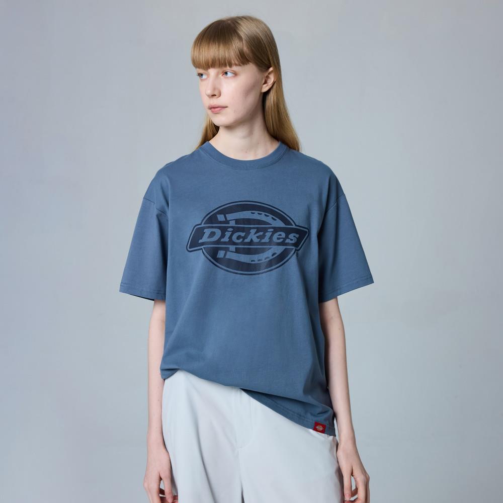 Dickies男女款暴風藍純棉胸前大尺寸品牌Logo休閒短袖T恤|DK0A88MEG70