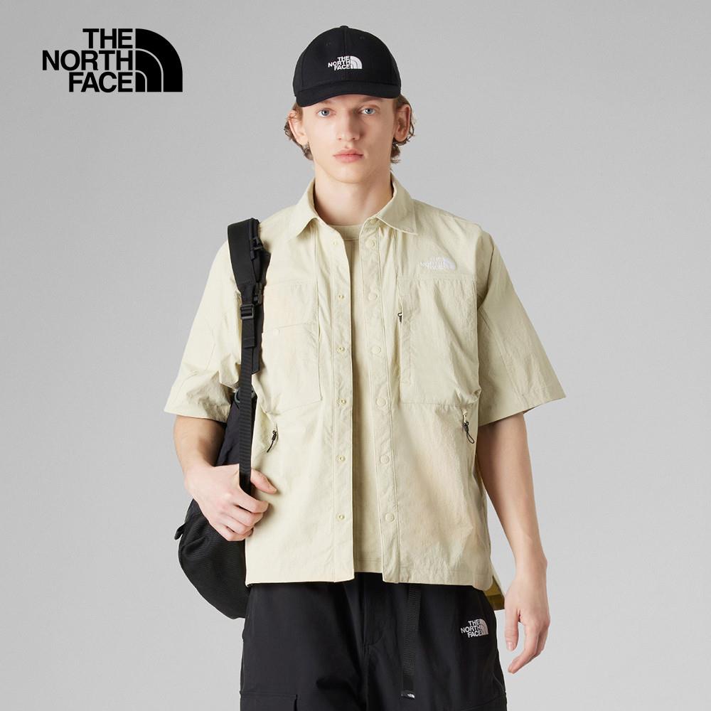 The North Face北面UE男款米色吸濕排汗短袖襯衫|8CKC3X4