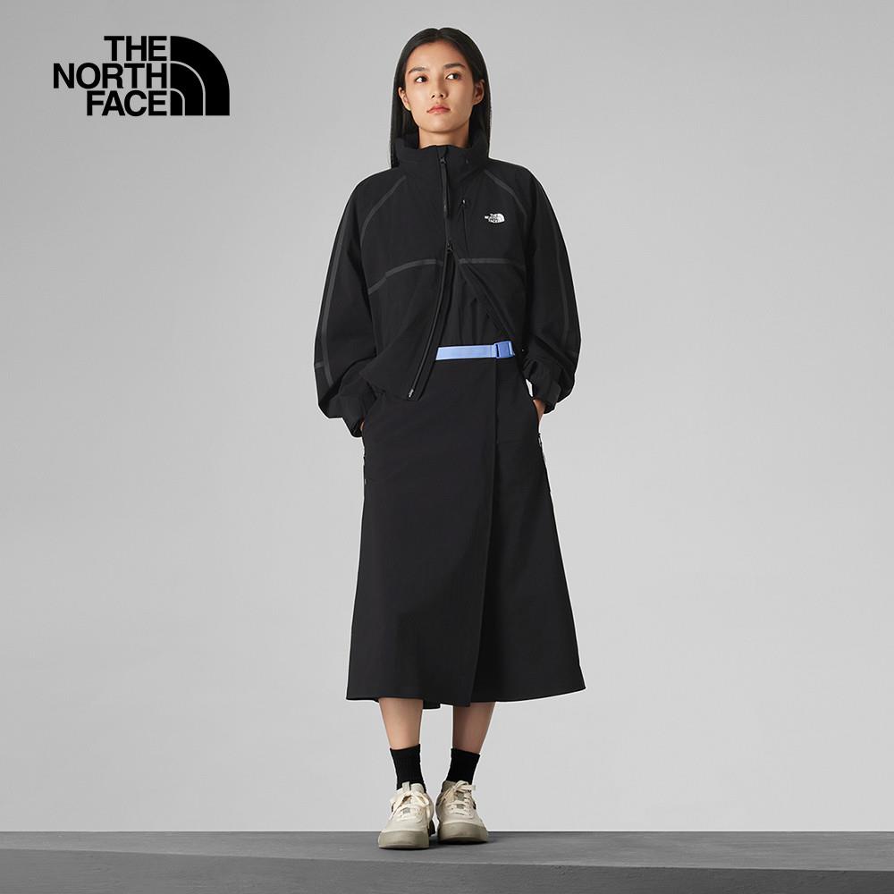 The North Face北面UE女款黑色DWR防潑水可調節收納連帽防風外套|8CJ6JK3