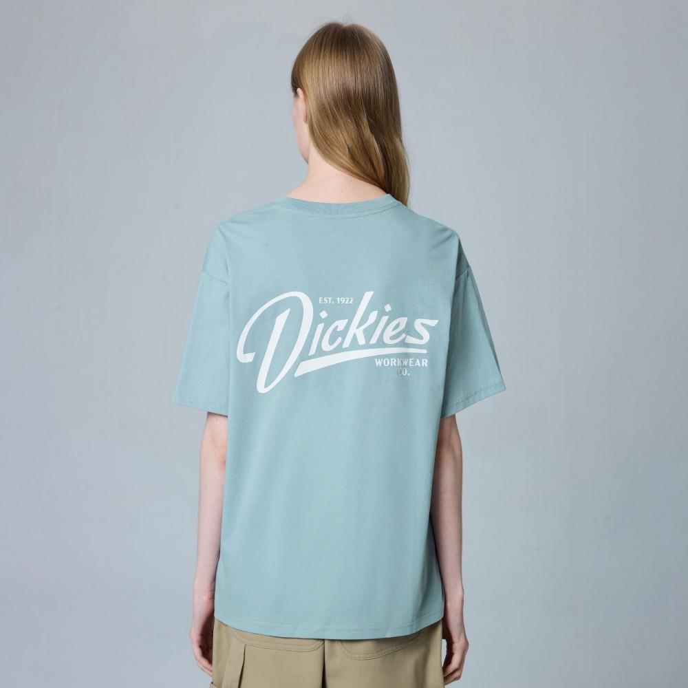 Dickies男女款冰山綠純棉背部大Logo印花設計休閒短袖T恤|DK0A88E1K36