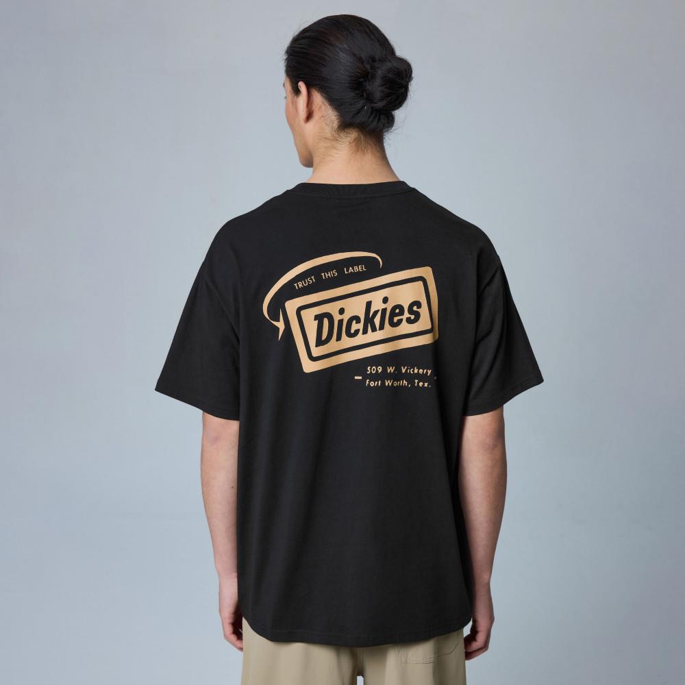 Dickies男女款黑色純棉背部品牌圖案印花休閒短袖T恤|DK0A889NBLK
