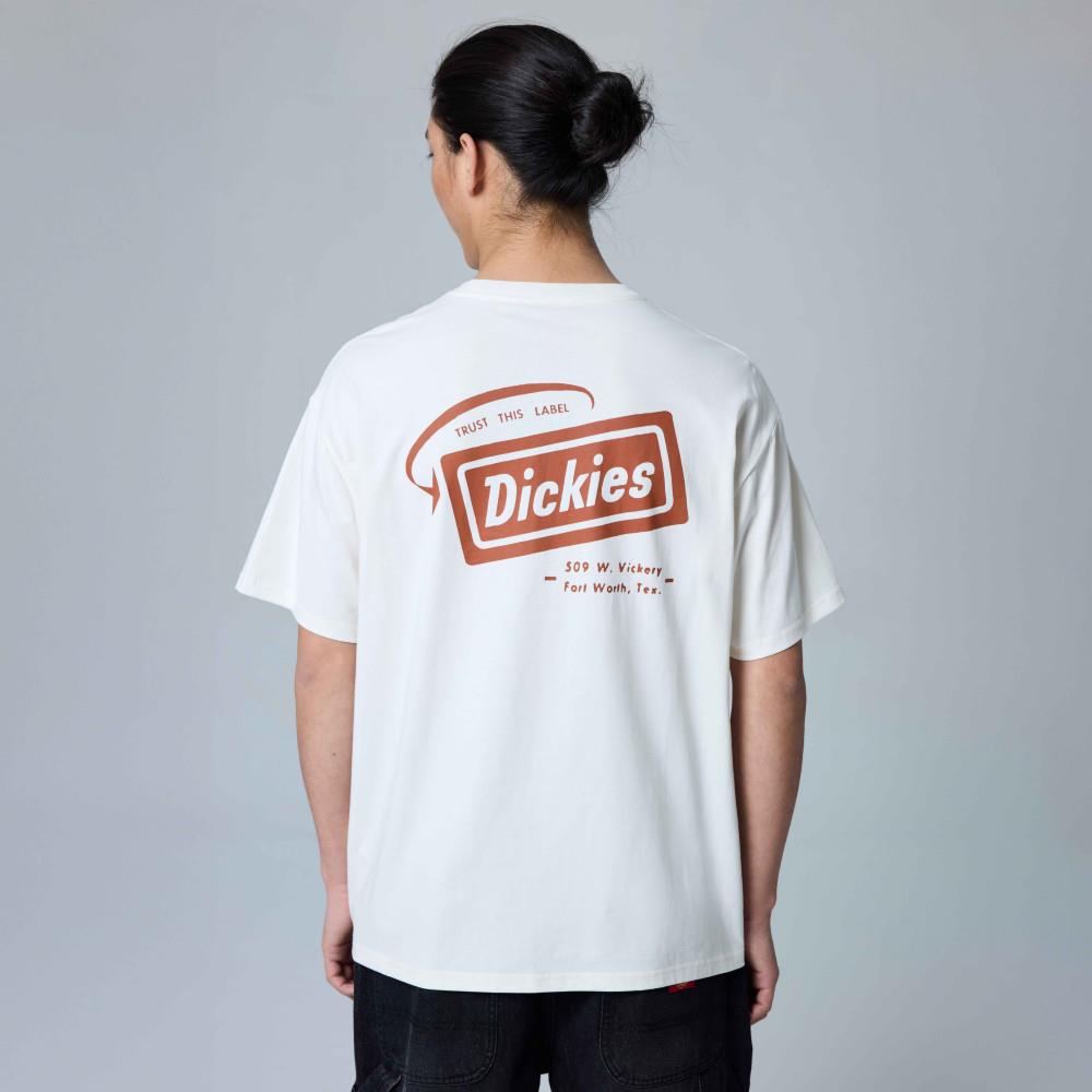 Dickies男女款米白色純棉背部品牌圖案印花休閒短袖T恤|DK0A889NC48