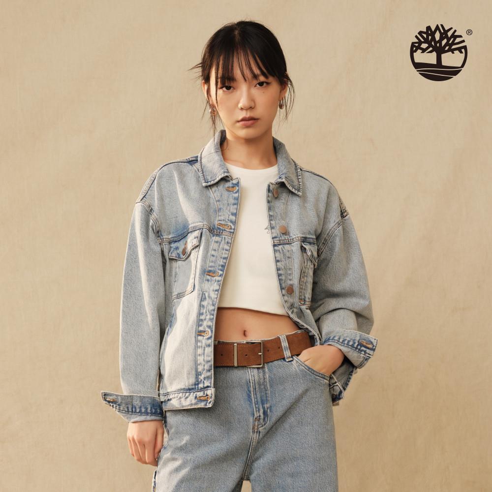 Timberland 女款藍灰色天絲™寬版牛仔外套|A67JQEPJ