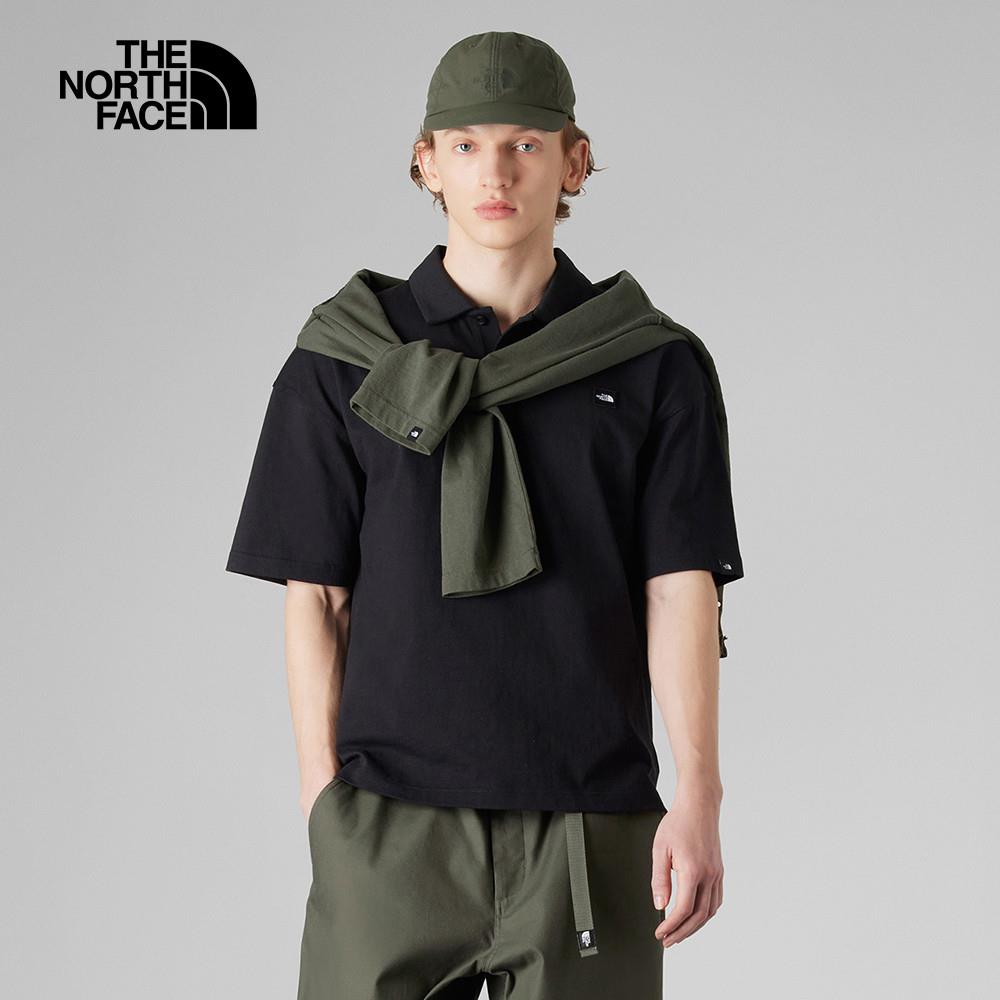 The North Face北面UE男款黑色純棉舒適短袖POLO衫｜8BU1JK3