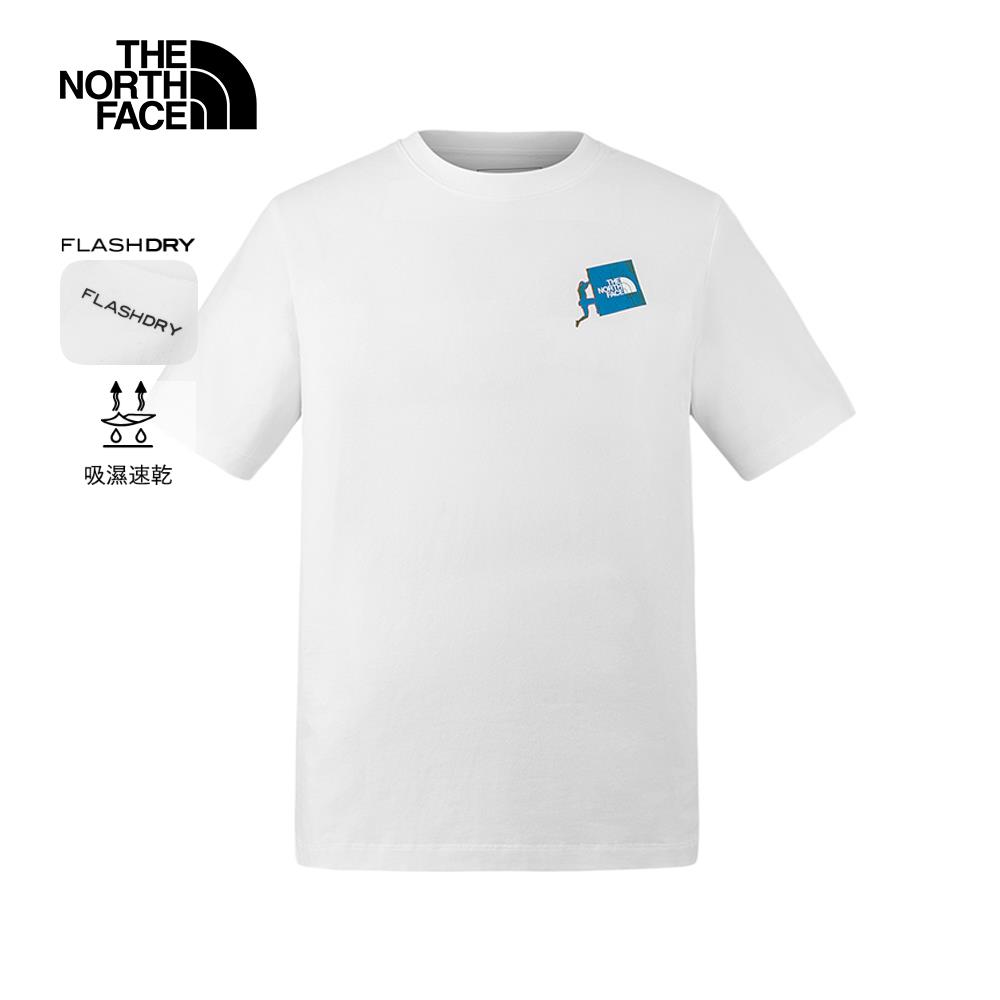 The North Face北面男款白色吸濕排汗短袖T恤｜8D7CFN4