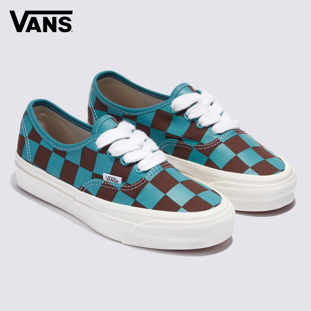 Vans Premium LX Authentic 44 男女款藍色/咖啡色棋盤格滑板鞋