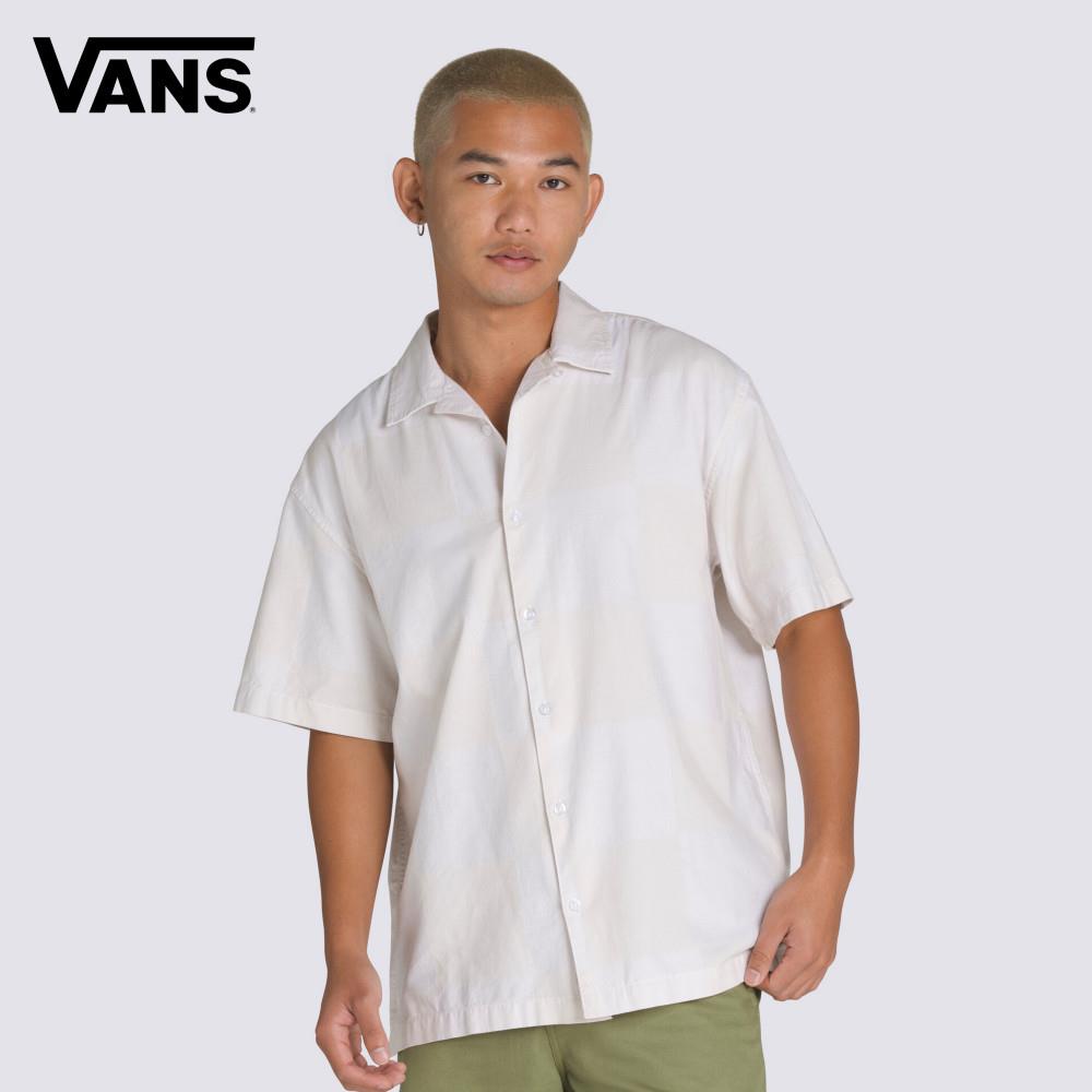 Vans Kessler Checkerboard 男女款米白色棋盤格短袖襯衫