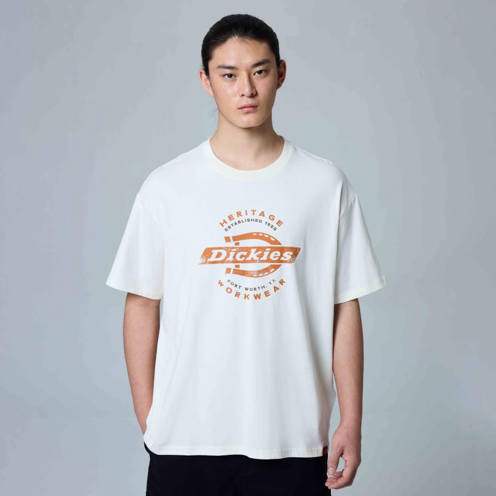 Dickies男女款米白色純棉胸前品牌Logo圖案印花休閒短袖T恤|DK0A8824C48