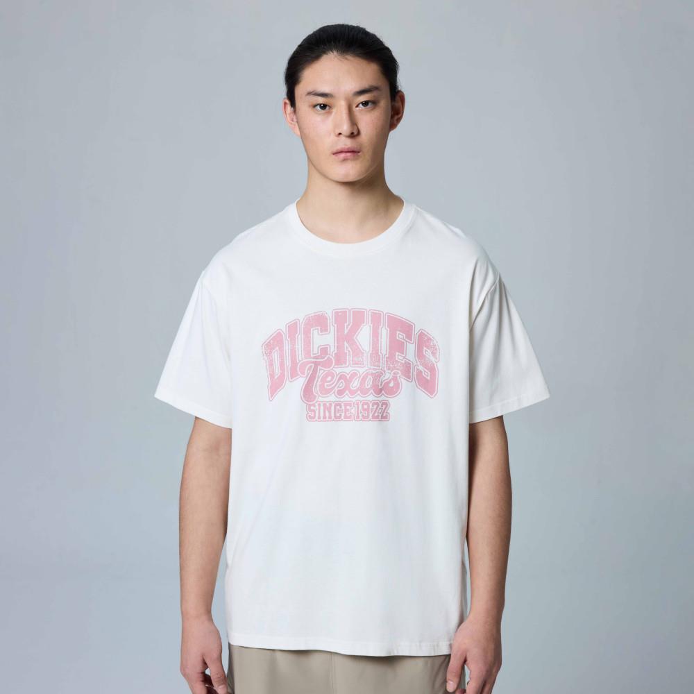 Dickies男女款米白色純棉胸前品牌Logo圖案印花休閒短袖T恤|DK0A88E3C48