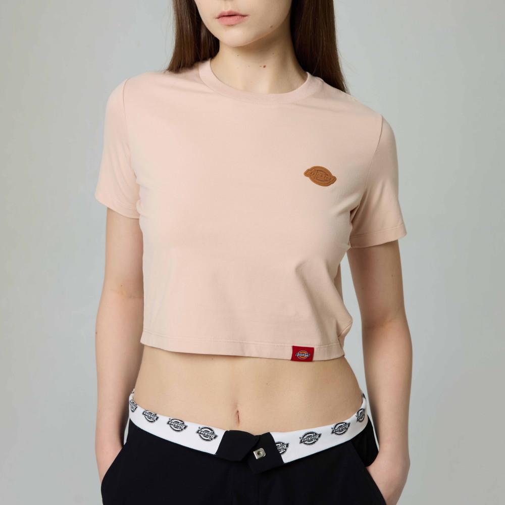 Dickies女款淺玫瑰粉色胸前小Logo標短版短袖T恤|DK0A88E9K38