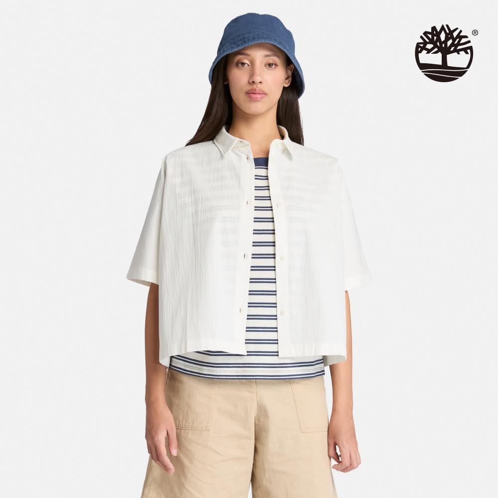 Timberland 女款白色短版襯衫|A67Q3CM9