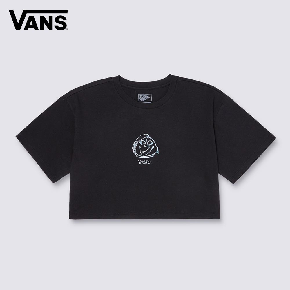 Vans Grinning Face Relax Crop 女款黑色短袖T恤