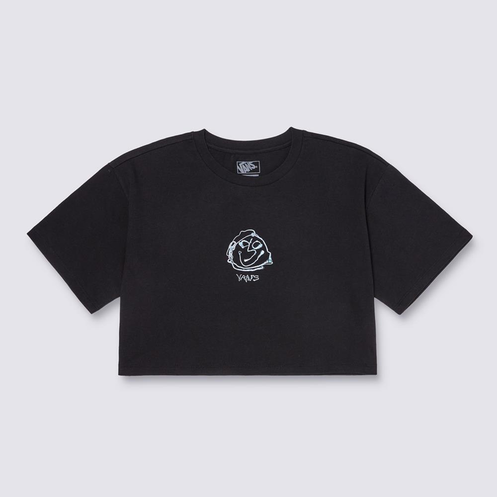 Vans Grinning Face Relax Crop 女款黑色短袖T恤