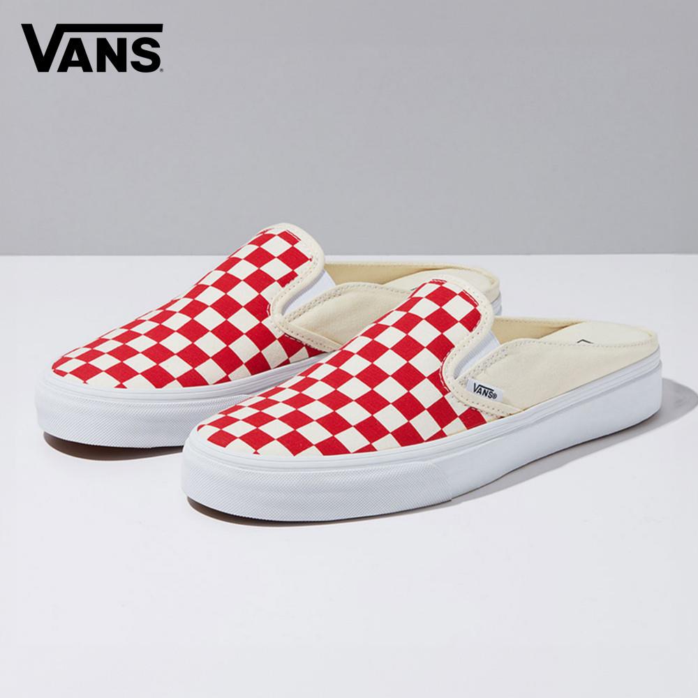 Vans UA Classic Slip-On Mule 男女款紅色棋盤格懶人拖鞋