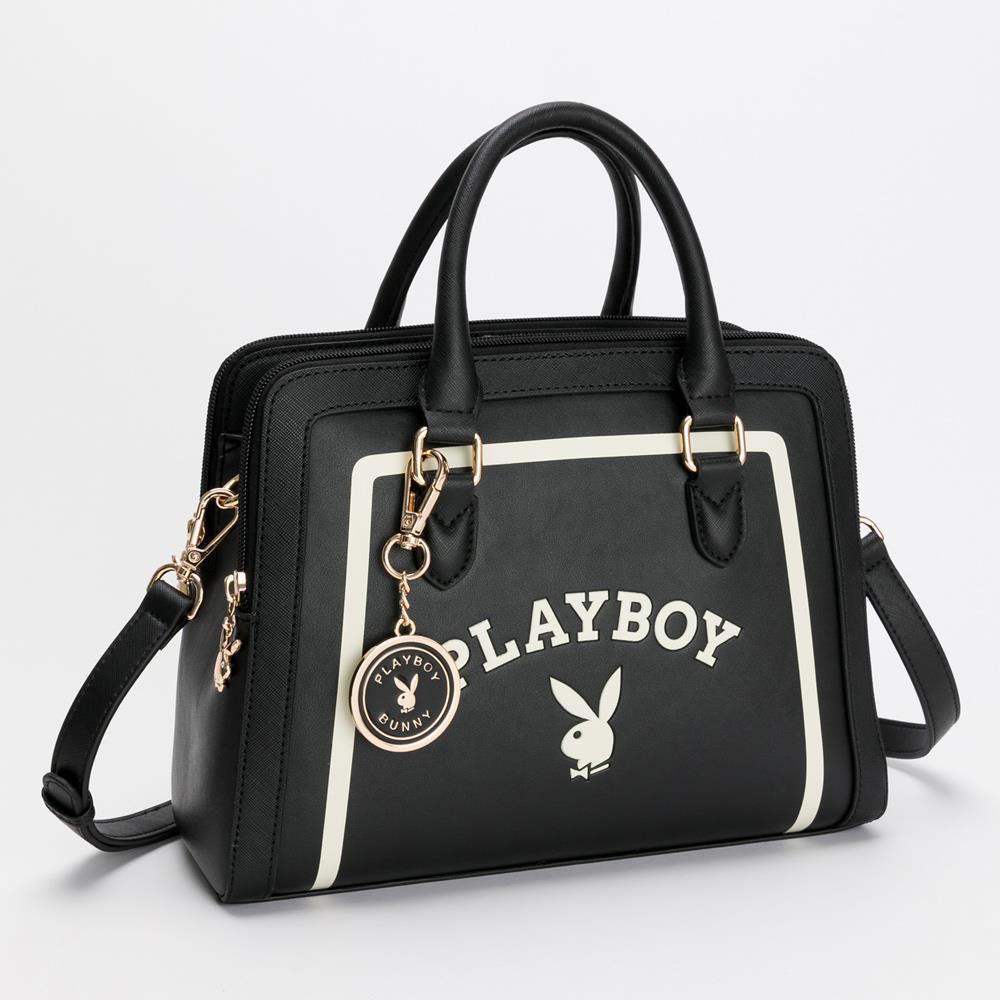 PLAYBOY-大手提包附長背帶 Emblem系列 - 黑色(532-5703-09-6)