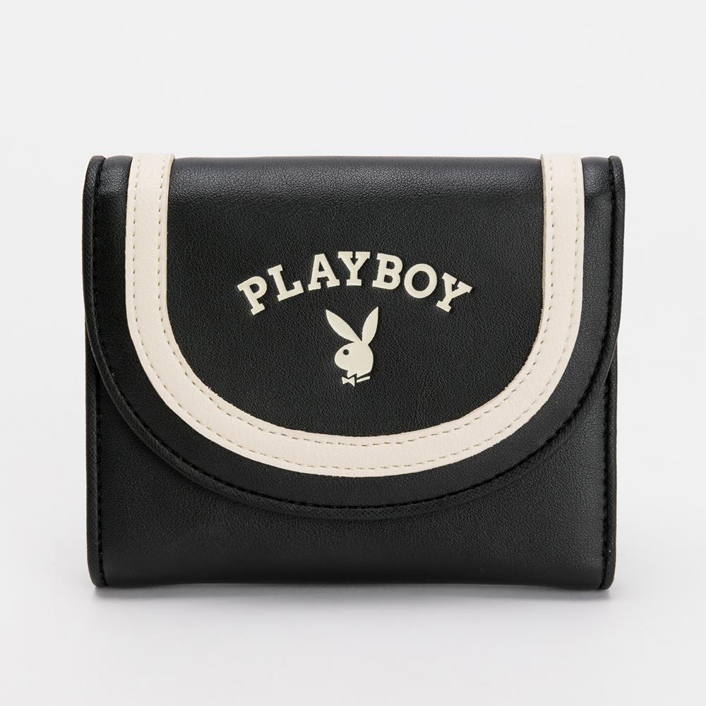 PLAYBOY-壓扣短夾 Emblem系列 - 黑色(532-5713-09-2)