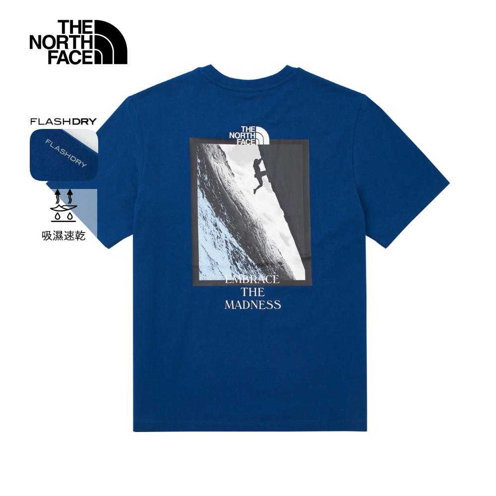 The North Face北面男款藍色吸濕排汗短袖T恤｜8D7BD1R