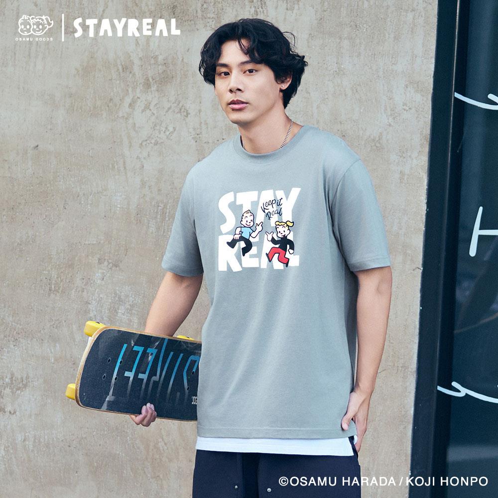 STAYREAL x OSAMU GOODS 原田治Real聯名Logo T - 灰藍
