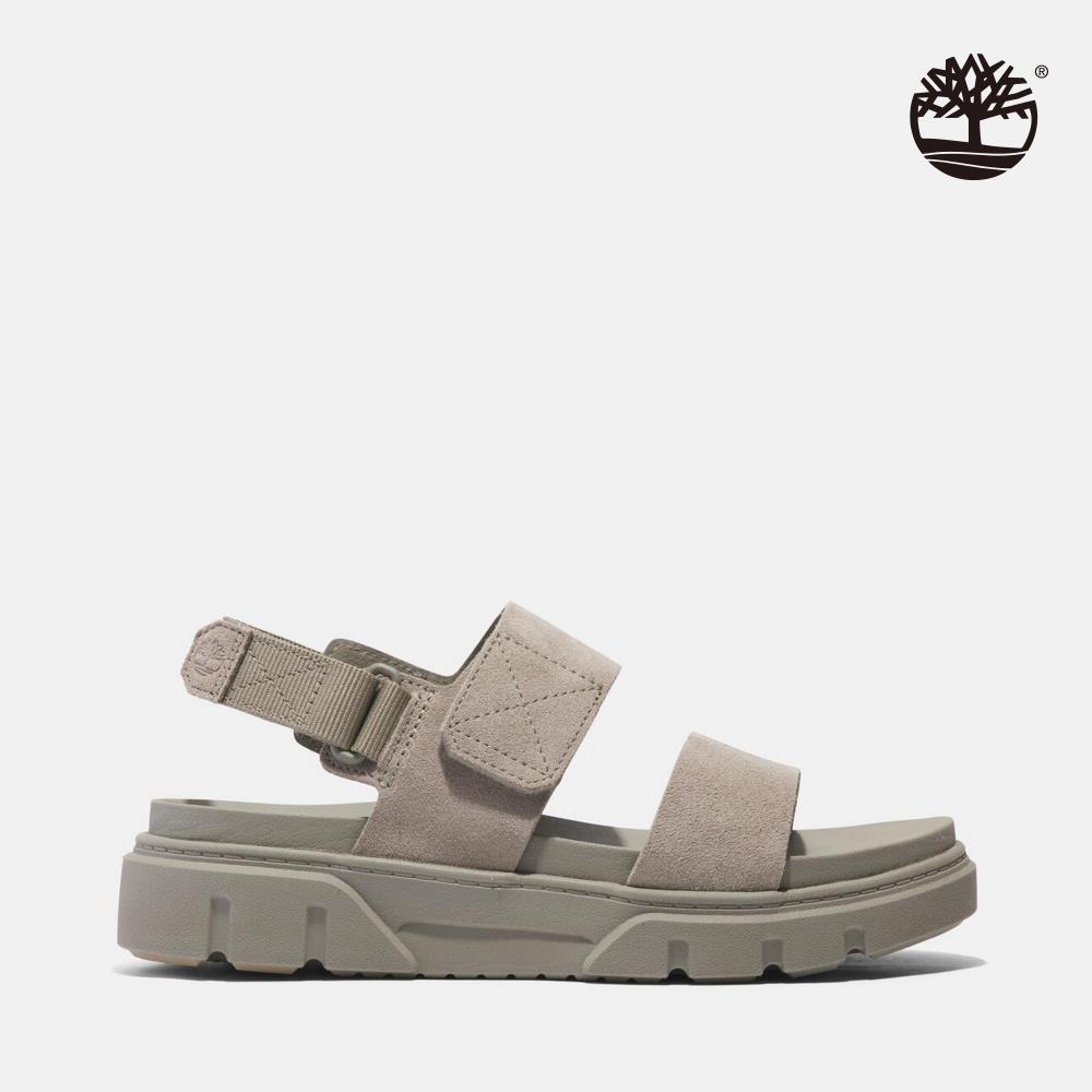 Timberland 女款淺灰褐色後帶式皮革涼鞋|A61MGEO3