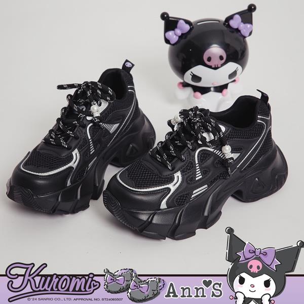 Ann’S X Sanrio三麗鷗 酷洛米聯名 真皮厚底老爹鞋6cm-黑