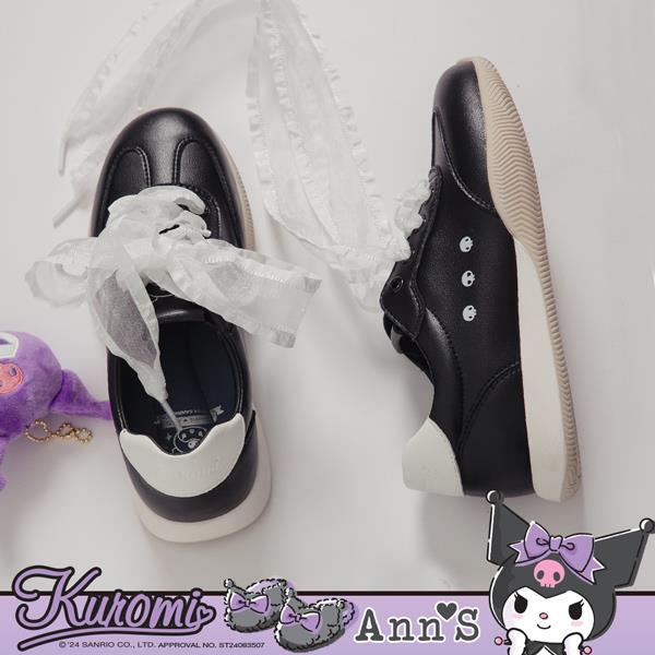Ann’S X Sanrio 三麗鷗 酷洛米聯名 超軟真皮休閒鞋德訓鞋（附贈兩種鞋帶）2cm-黑（版型偏小）