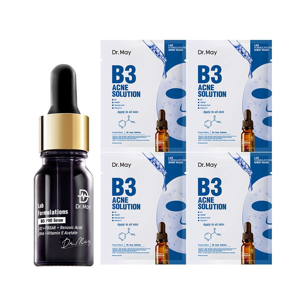 【Dr. May】美博士B3pro水楊酸新客推薦組-B3 PRO專業淨膚精華(10ml)+B3淨膚面膜(4片/盒)