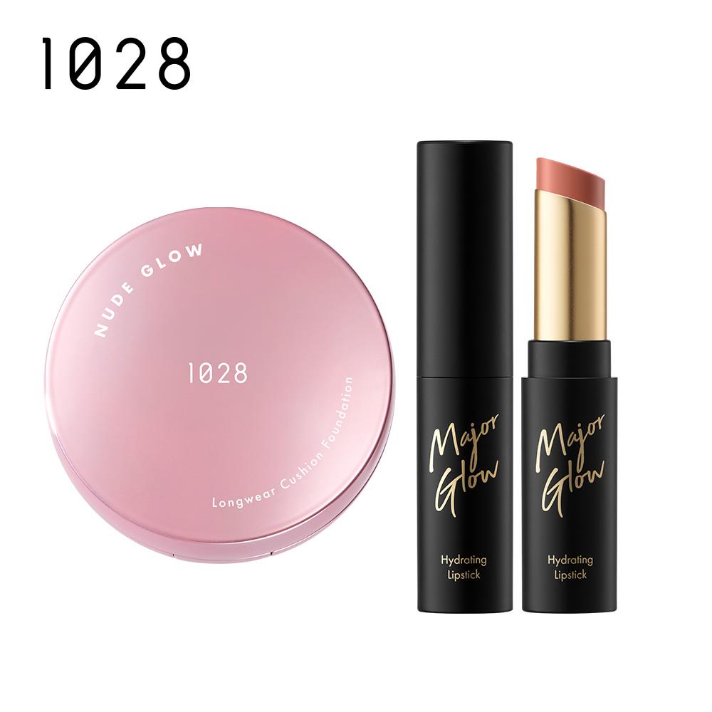 1028 NUDE GLOW 肌淨光養膚氣墊粉餅+極潤光奶霜唇膏