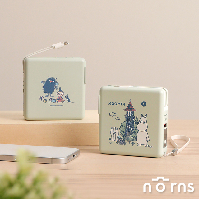 Moomin多功能行動電源- Norns Original Design Moomin 姆明磁吸無線快充10000mAh萬能充 自帶線