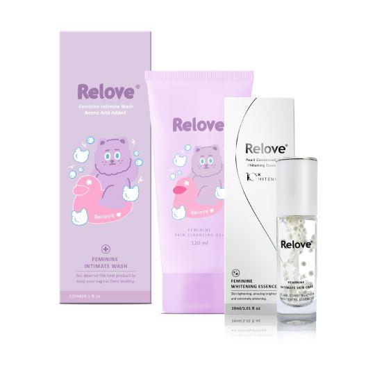 【Relove】煎妮花聯名私密胺基酸潔淨凝露120ML-牡丹柚子香(私密處洗劑)+私密美白賦活晶球凝露(淨柔白桃)30ml