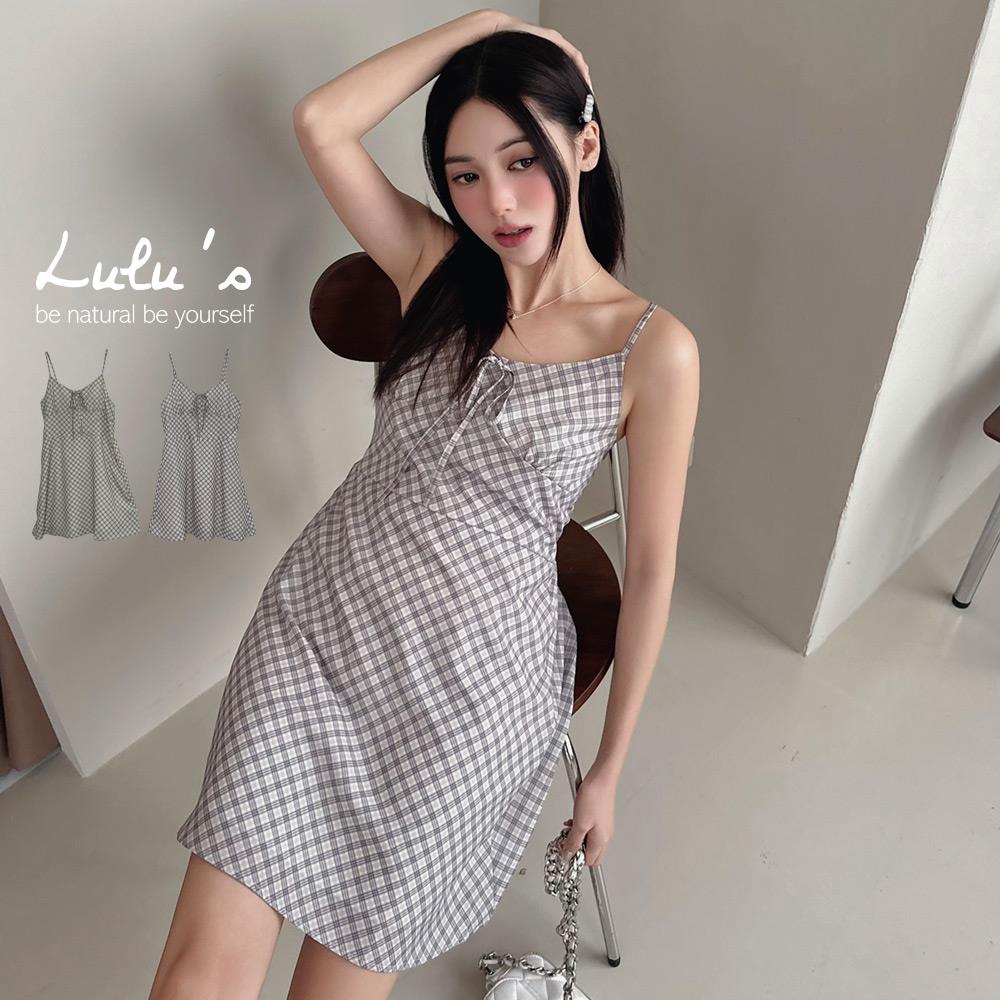限時69折/細肩菱格胸前綁帶短洋裝２色【A02250025】