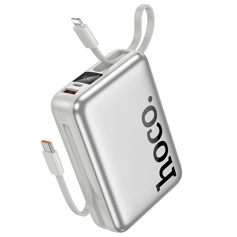 【hoco.酷瘋】(20000mAh) Q39 卓傑22.5W+PD20W帶線移動電源 (錆色/銀色)