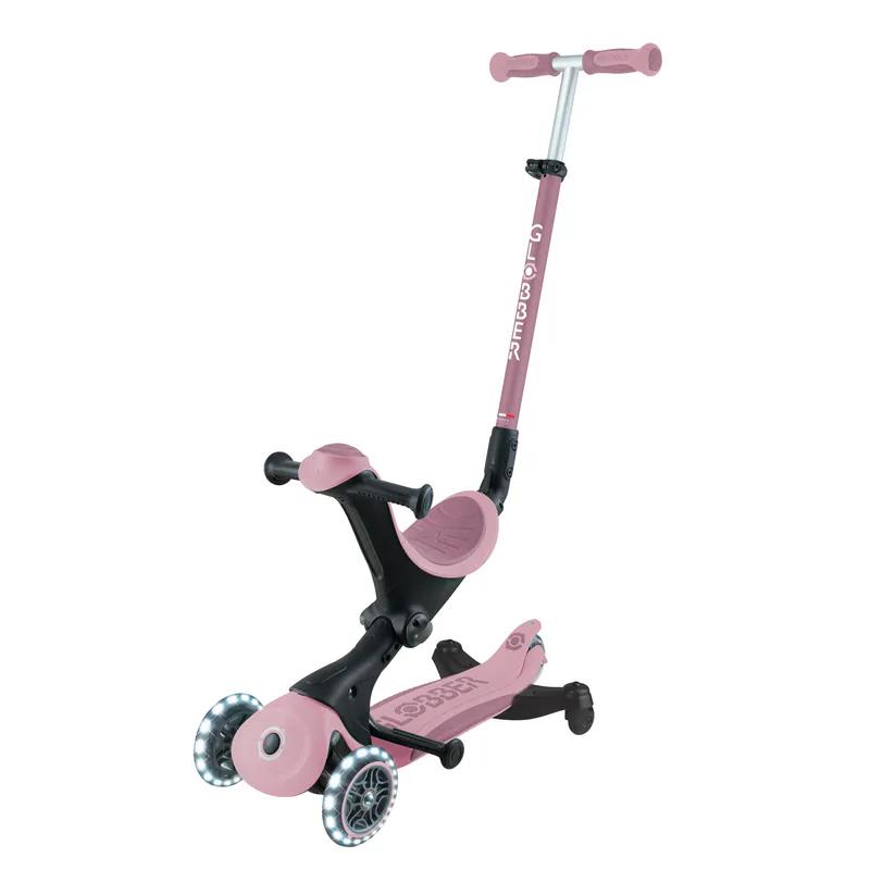 【領券折$120】GLOBBER GO•UP 5合1夢幻版360度多功能三輪滑板車(白光發光前輪)-法式山茶花粉