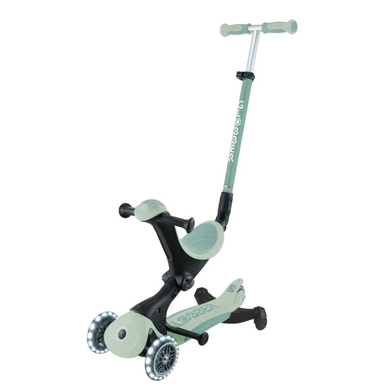【領券折$120】GLOBBER GO•UP 5合1夢幻版360度多功能三輪滑板車(白光發光前輪)-大地森林綠