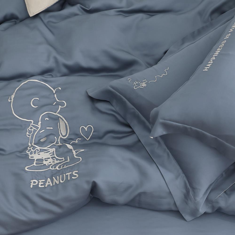 【PEANUTS™史努比聯名款】(單人/雙人/加大/特大) / 60支抗菌天絲™刺繡兩用被床包組 / 友情萬歲 / HOYACASA