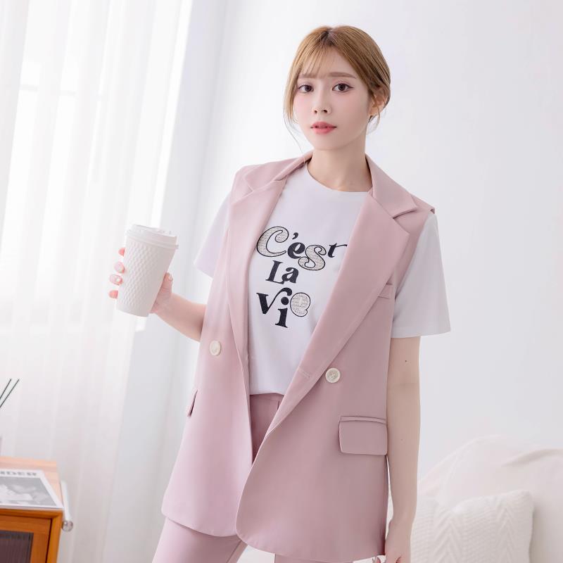 【早春新品】HS 後衩西裝套背心 氣質粉