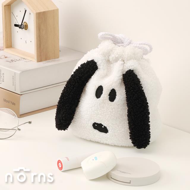 Peanuts史努比絨毛造型束口袋 QQ大臉 Norns Original Design Snoopy正版授權收納袋