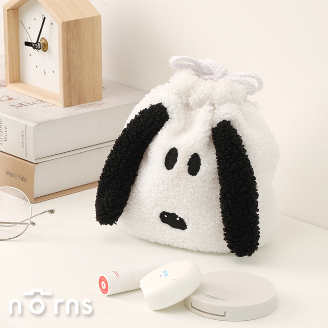 Peanuts史努比絨毛造型束口袋 QQ大臉 Norns Original Design Snoopy正版授權收納袋