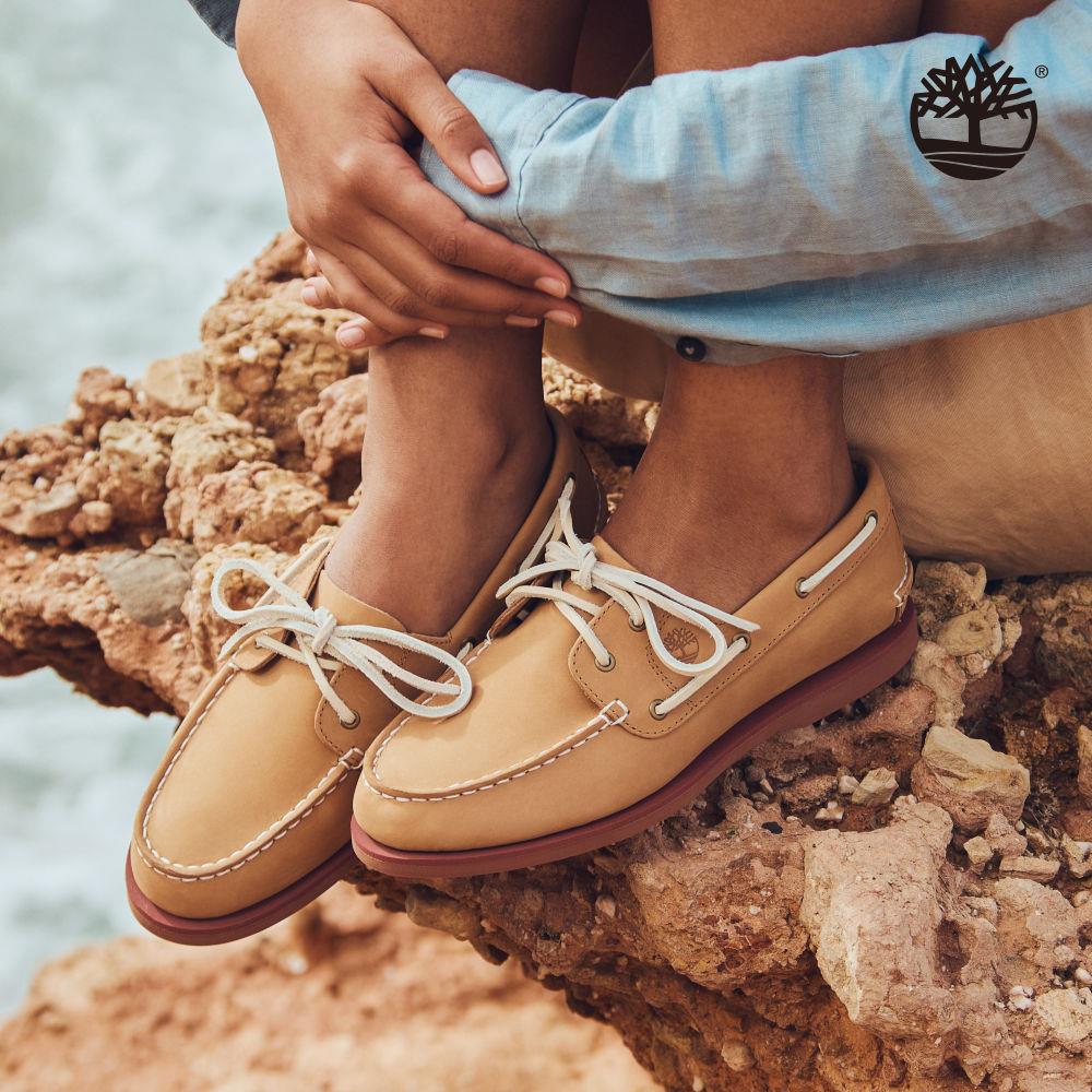 Timberland 女款米色兩孔帆船鞋|A2Q9XEN3