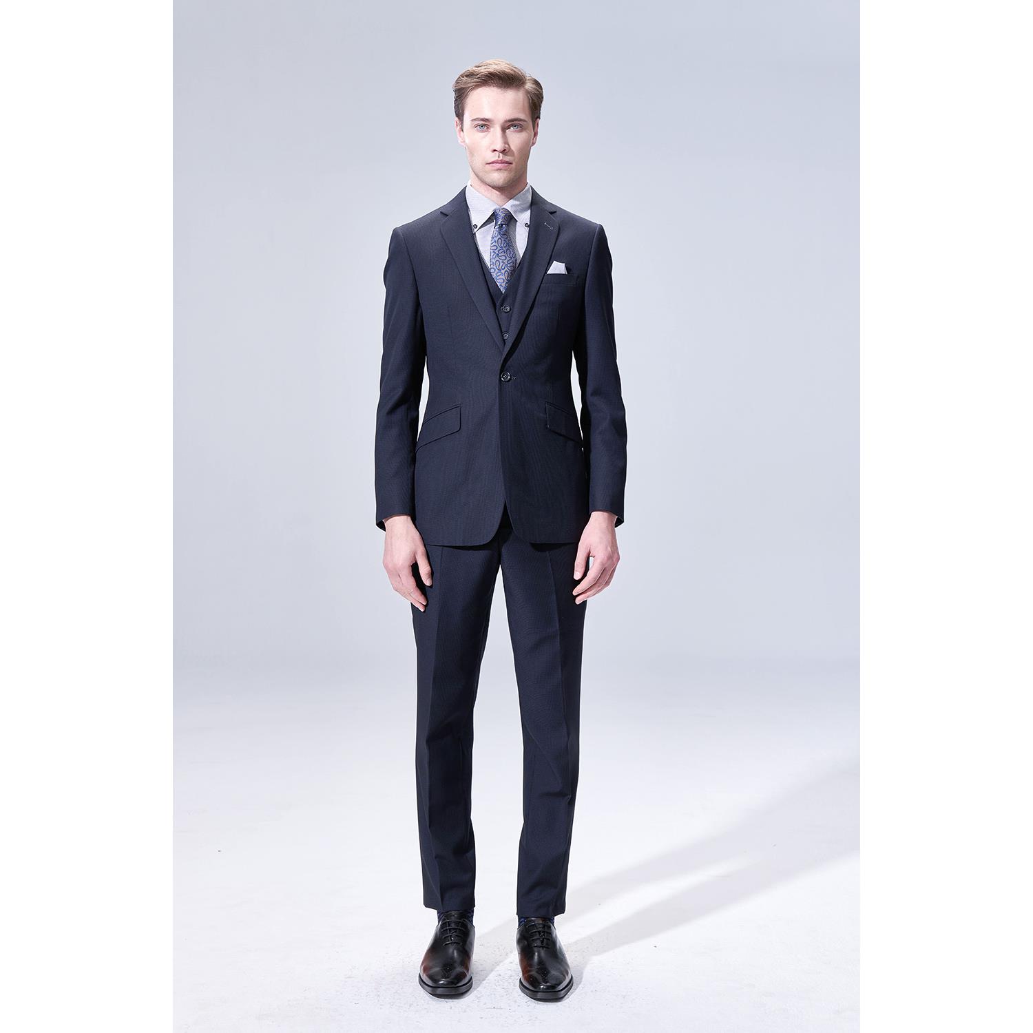 SST&C Midnight Blue Houndstooth Slim Suit | 00012503002
