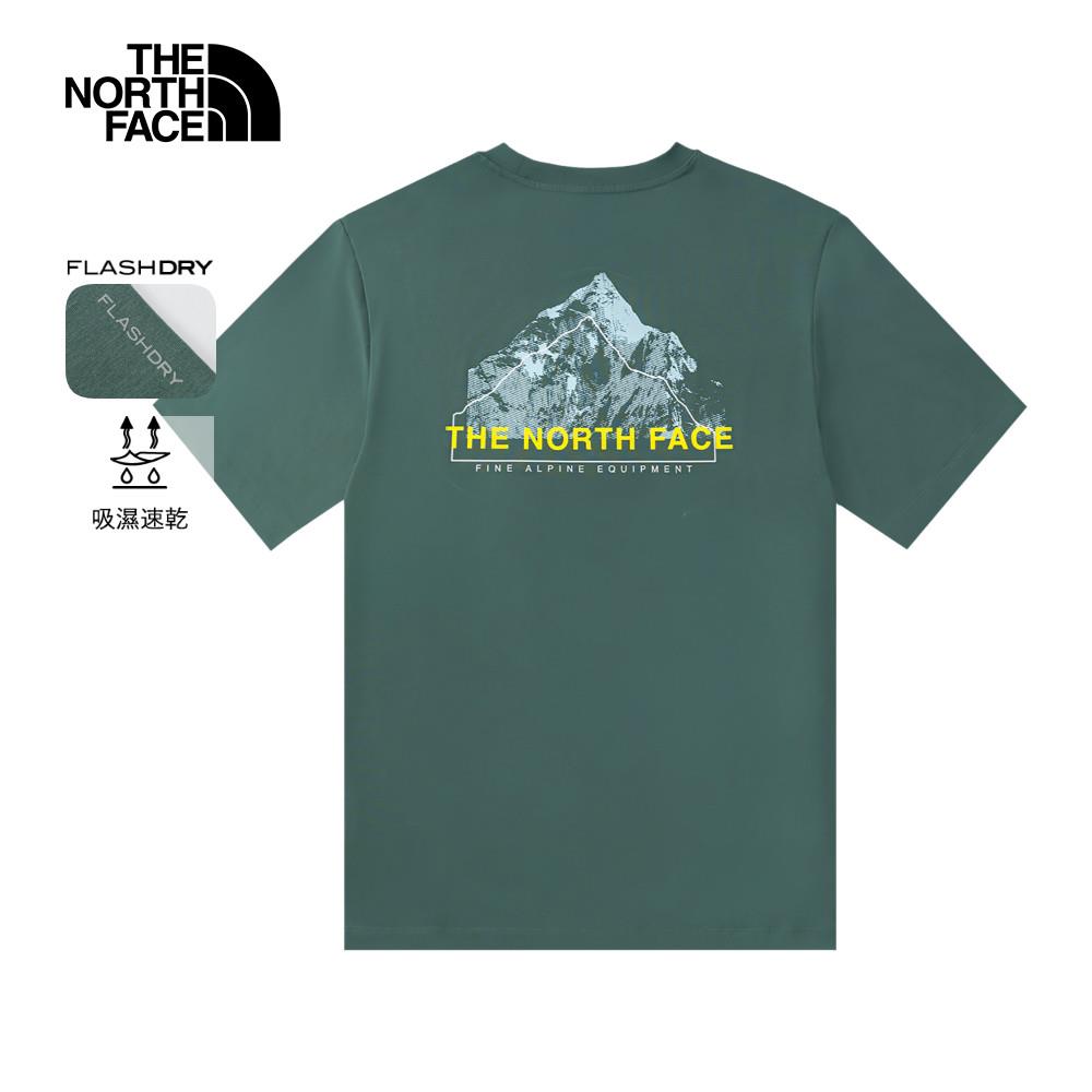 The North Face北面男款綠色吸濕排汗短袖T恤｜8D7EHCH