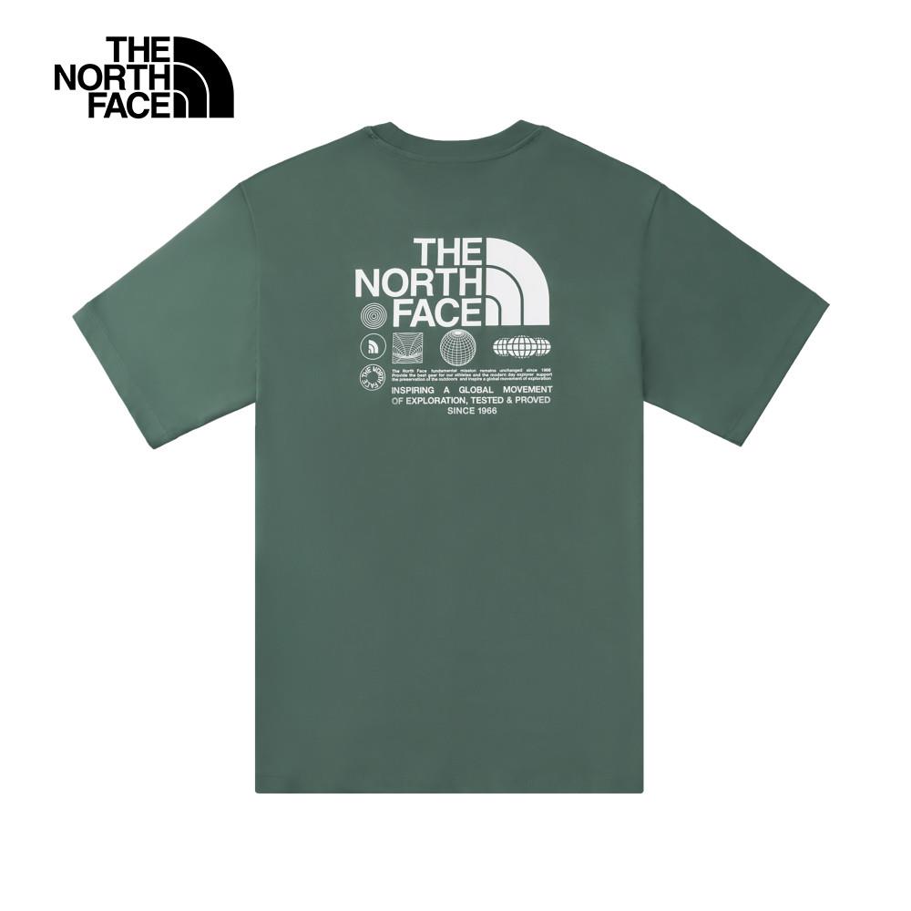 The North Face北面男女款綠色純棉大尺寸印花短袖T恤|8D84HCH