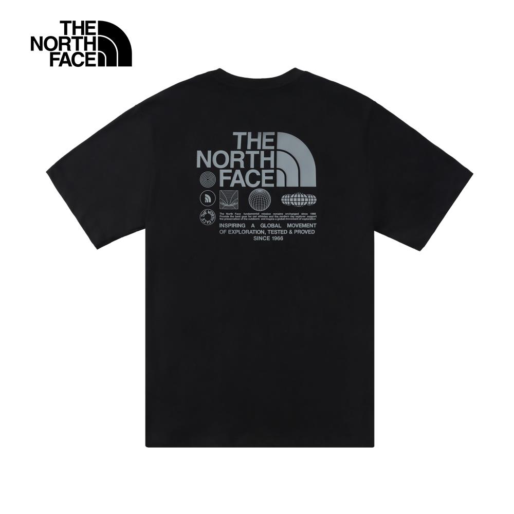 T️he North Face北面男女款黑色純棉大尺寸印花短袖T恤|8D84JK3