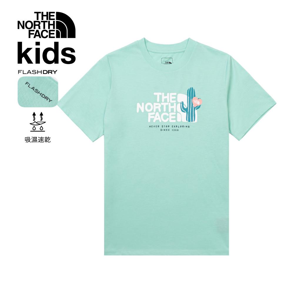 The North Face北面兒童綠色吸濕排汗短袖T恤｜8DCR6EI