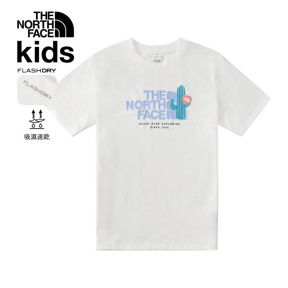 The North Face北面兒童白色吸濕排汗短袖T恤|8DCRFN4
