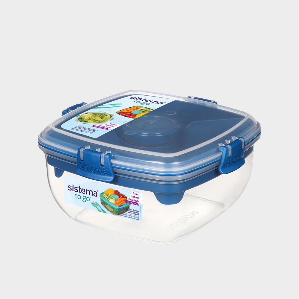 SISTEMA TOGO 隨行保鮮盒方形分層(附醬料罐餐具)1.1L