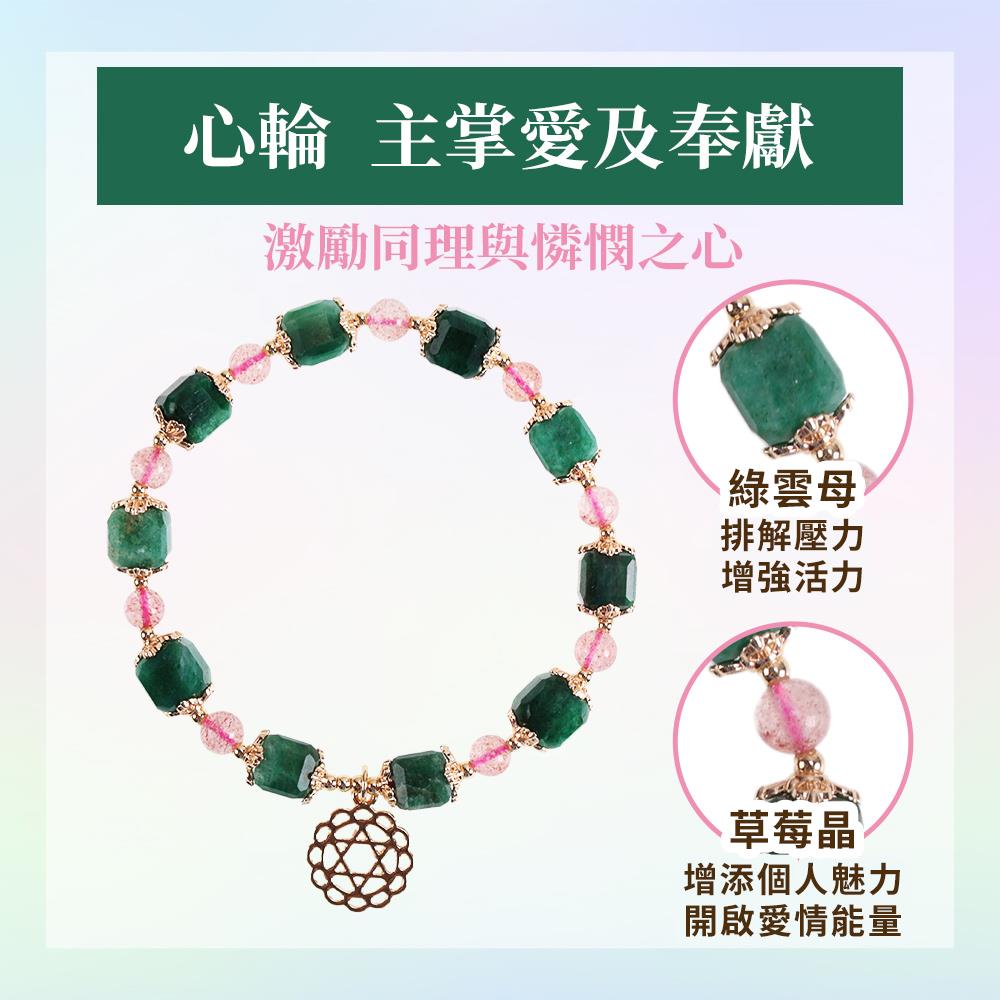七脈輪-幸福綠雲母方糖手鍊(第四脈輪 (心輪))
