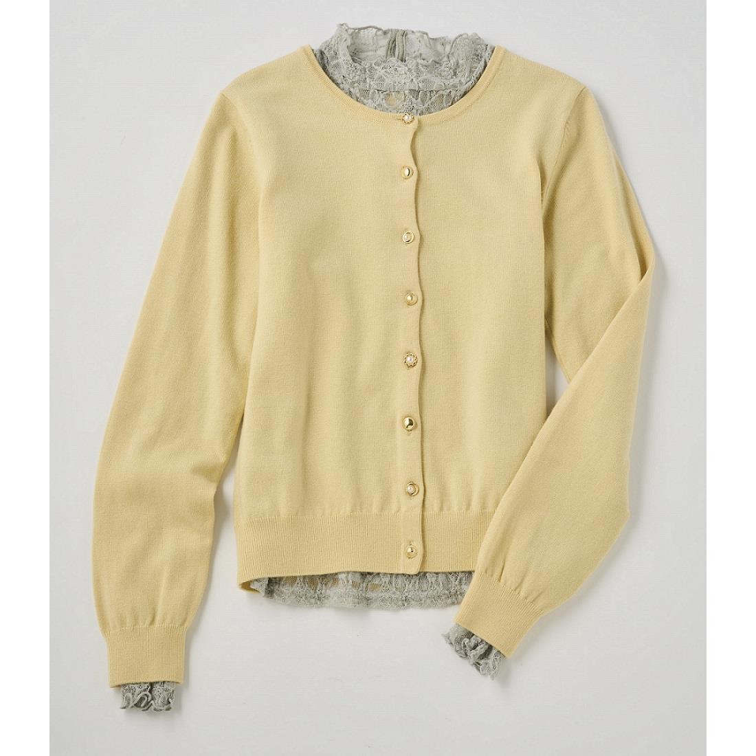 【MISCH MASCH】圓領寶石釦羊毛上衣/優雅透膚蕾絲上衣(S/M)(顏色任選)(女王節DM商品)