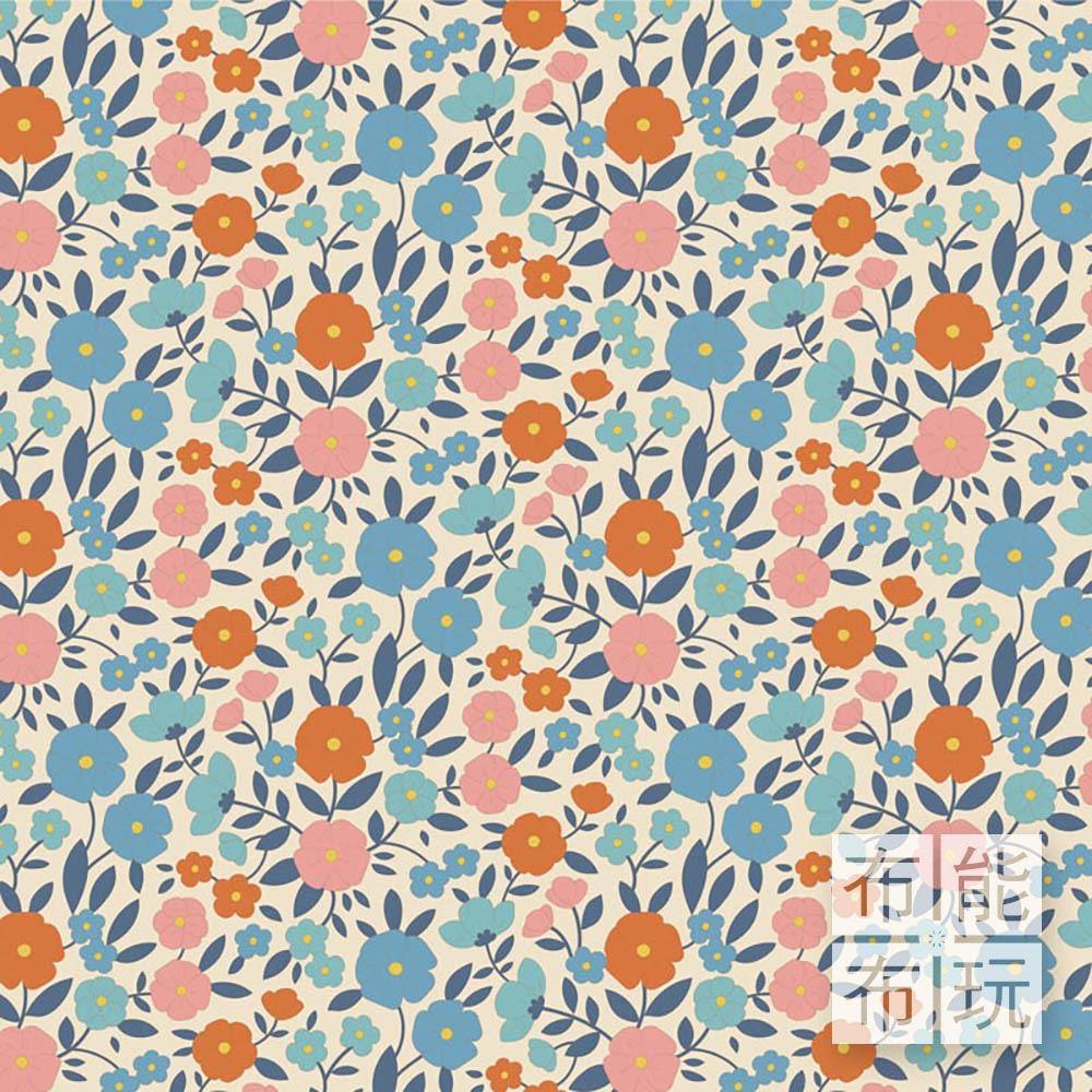 【2025年新品】Tilda Wallflower 壁花棉布: 藍色珍妮絲 100615